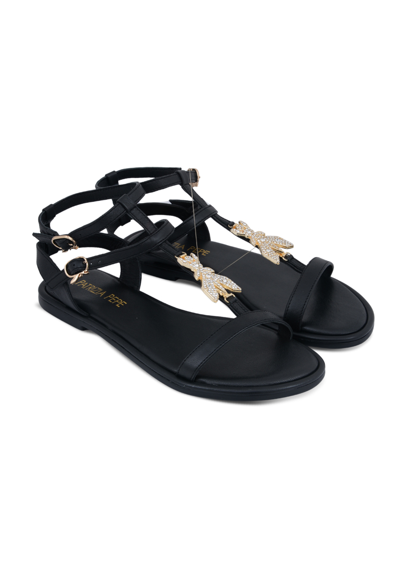 Patrizia Black T Strap Wedge Sandals Sandals Patrizia Pepe Scarpe