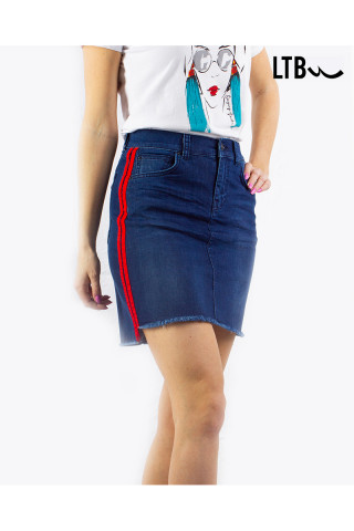 INNIE RED STRIPED JEAN SKIRT 