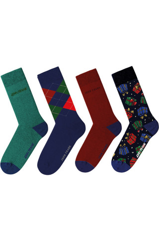 JOHN FRANK 4 PACK CHRISTMAS LONG SOCKS 