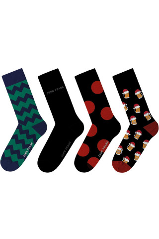 JOHN FRANK 4 PACK CHRISTMAS LONG SOCKS 