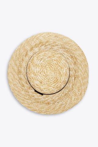 HAT STRAW NATURAL COLORED RIBBON 