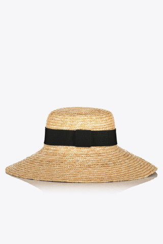 HAT STRAW NATURAL COLORED RIBBON 