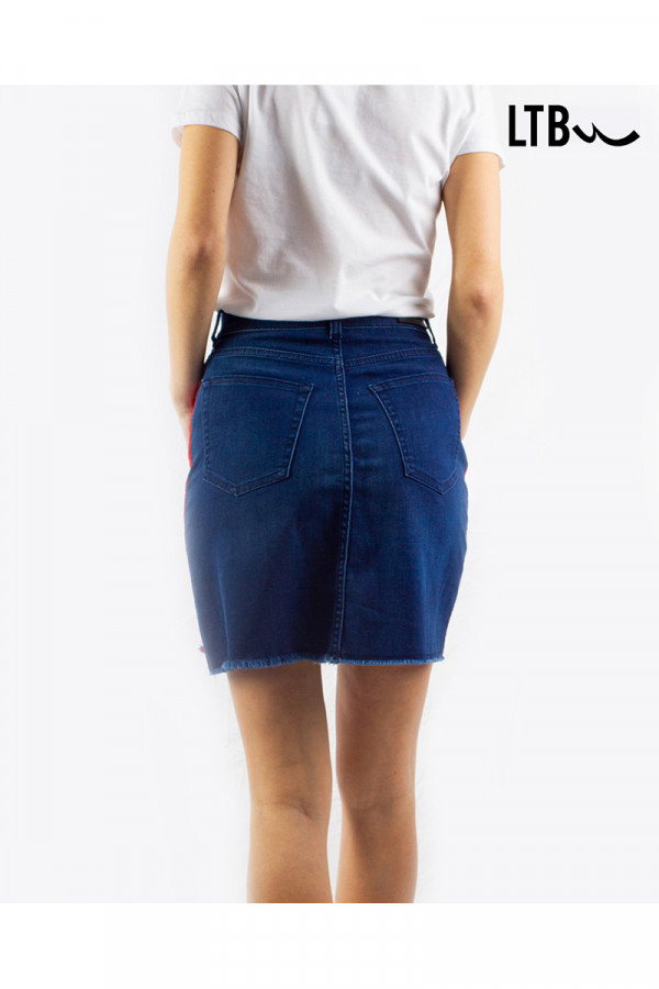 INNIE RED STRIPED JEAN SKIRT 