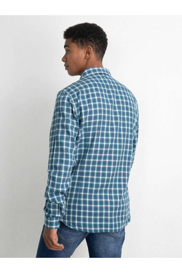 Men Shirt Long Sleeve Check 
