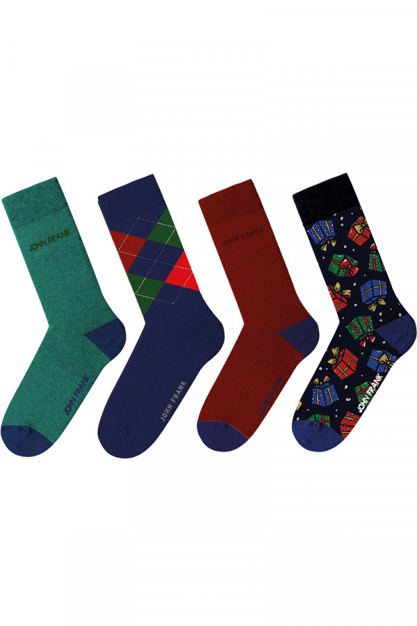 JOHN FRANK 4 PACK CHRISTMAS LONG SOCKS 