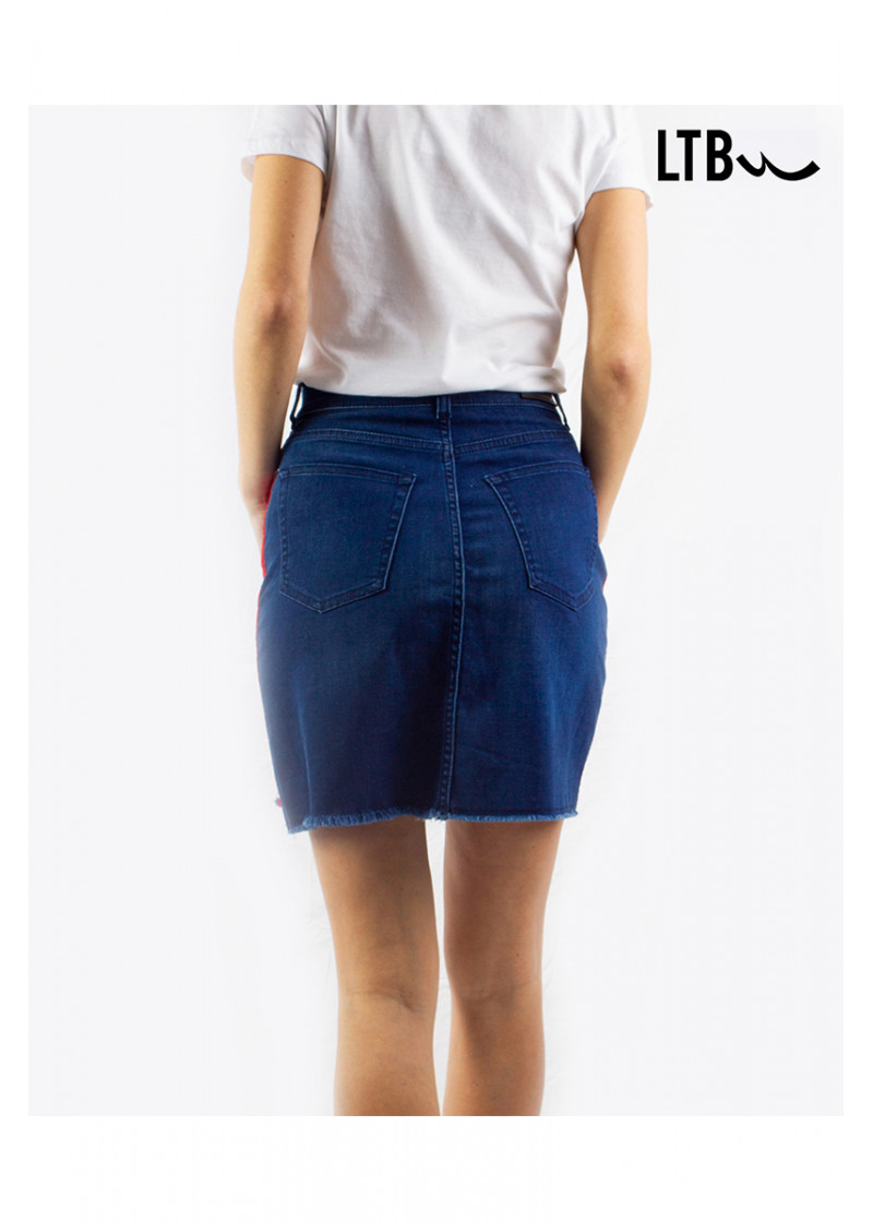 INNIE RED STRIPED JEAN SKIRT 