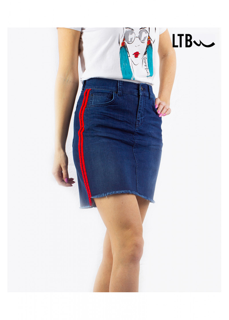 INNIE RED STRIPED JEAN SKIRT 
