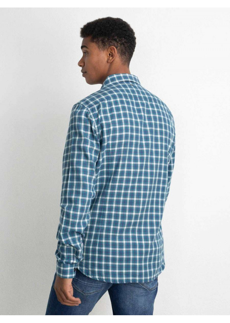Men Shirt Long Sleeve Check 
