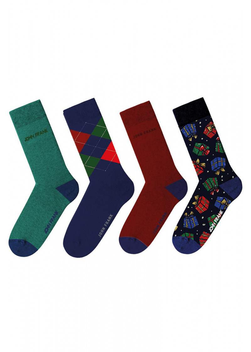 JOHN FRANK 4 PACK CHRISTMAS LONG SOCKS 