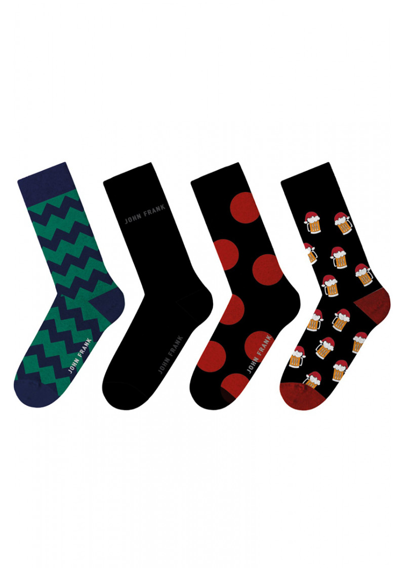 JOHN FRANK 4 PACK CHRISTMAS LONG SOCKS 
