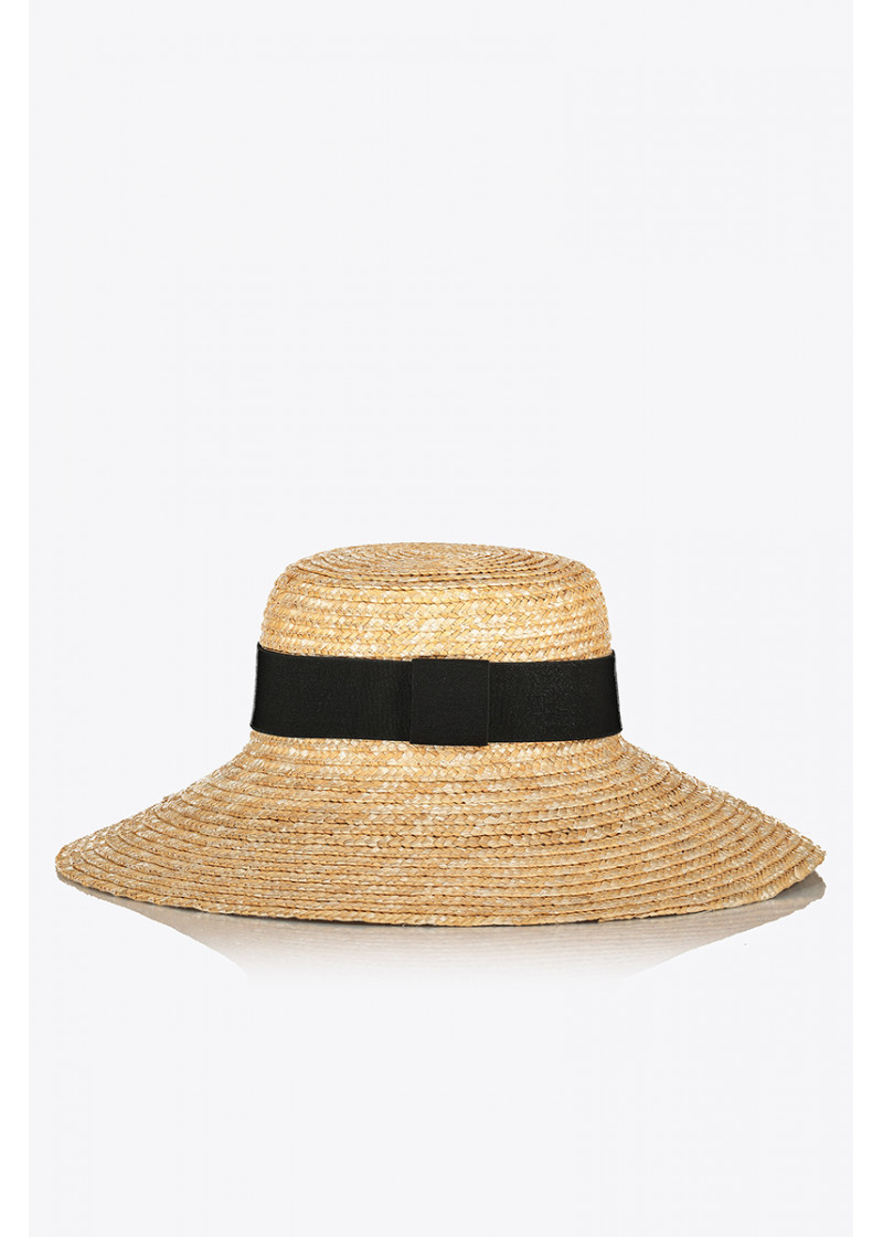 HAT STRAW NATURAL COLORED RIBBON 